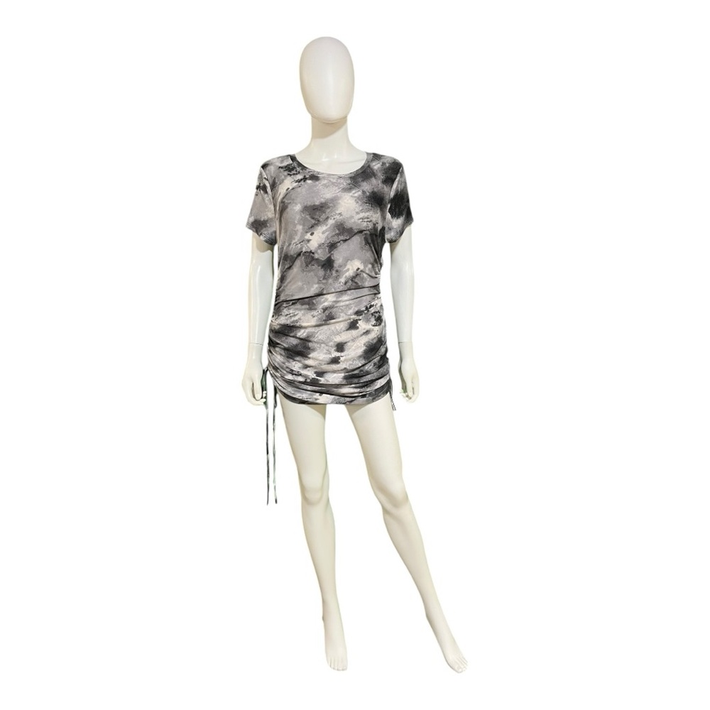 Ultra Flirt Black/Charcoal Side Ruched T-Shirt Dress, XL